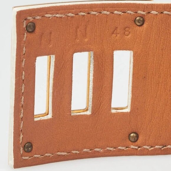 Hermes White Epsom Leather Gold Plated Kelly Dog Bracelet - Picture 6 of 6